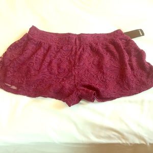 Lace maroon shorts